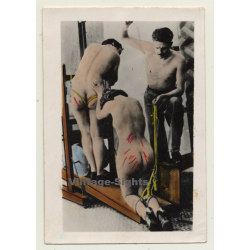 Master & 2 Nude Mistresses *10 / Biederer? - Hand Tinted - BDSM (Vintage Photo ~1930s)