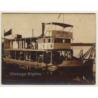 Congo-Belge: River Steamer Baliseur II / Captain & Crew (Vintage Photo ~1920s)