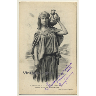Campagne D'Orient: Jeune Fille De L'Interieur / Ethno (Vintage PC 1918)