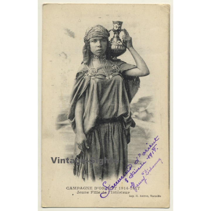Campagne D'Orient: Jeune Fille De L'Interieur / Ethno (Vintage PC 1918)