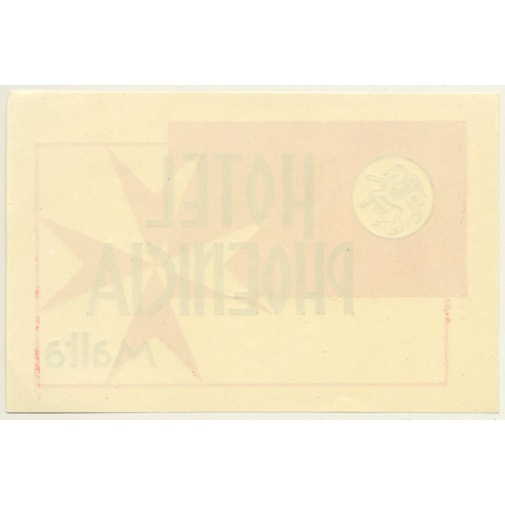 Malta: Hotel Phoenicia *L (Vintage Luggage Label ~1940s/1950s)