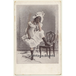 Sweet Girl With Rhythmic Gymnastics Hoop (Vintage Postcard ~1900s)