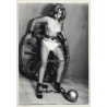 Pretty Blonde Semi Nude On Wagon Wheel / Ball & Chain - BDSM (Vintage Photo GDR ~ 1960s)