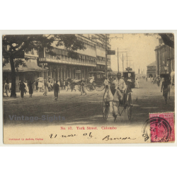Ceylon / Sri Lanka: York Street, Colombo - Rickshaw (Vintage PC 1904)