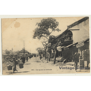 Vietnam: Les Quais De Cholon / Street View (Vintage PC ~1900s)