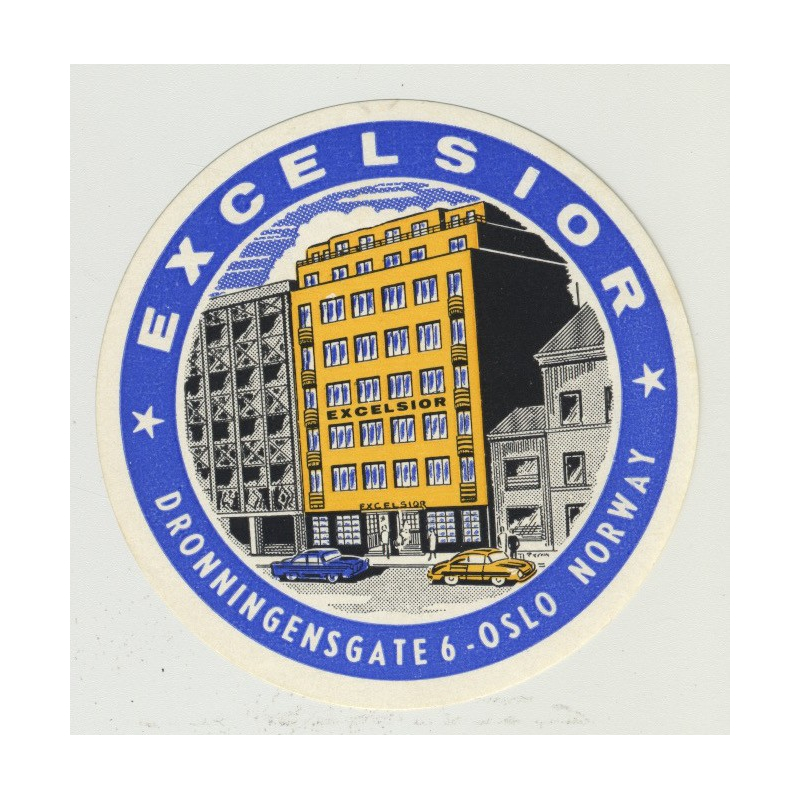 Hotel Excelsior - Oslo / Norway (Vintage Luggage Label)