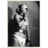 Pretty Blonde Semi Nude / Strange Face Mask - Handcuffs - BDSM (Vintage Photo GDR ~ 1960s)