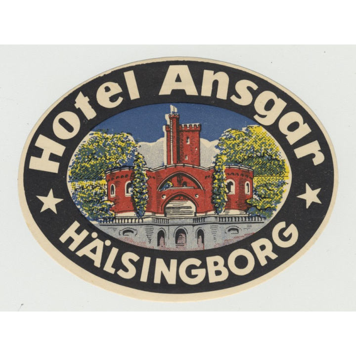 Hotel Ansgar - Helsingborg (Hälsingborg) / Sweden (Vintage Luggage Label)