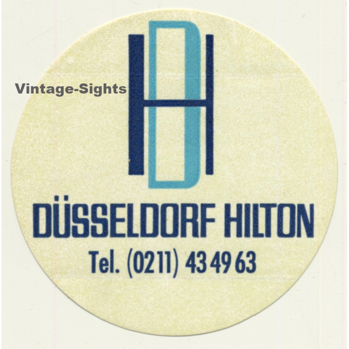 Düsseldorf / Germany: Hilton Hotel (Vintage Self Adhesive Luggage Label / Sticker)