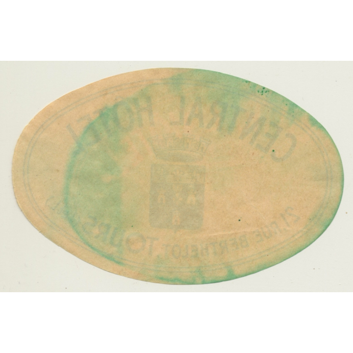 Tours / France: Central Hotel (Vintage Luggage Label)