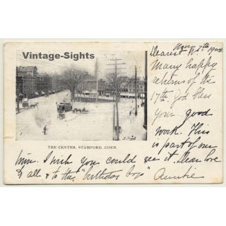 Stamford, Connecticut / USA: The Center - Tram (Vintage PC 1905)