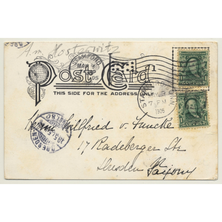 Stamford, Connecticut / USA: The Center - Tram (Vintage PC 1905)