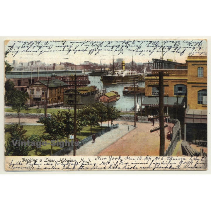 Hoboken N.J. / USA: Docking A Liner - Port (Vintage PC 1906)
