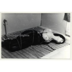 Brunette In Lacquer Dress / Rope Bondage - Breast Flash - BDSM (2nd Gen. Photo GDR ~1960s)