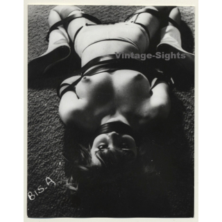 Beautiful Semi Nude Female In Belt Bondage *2 / Boobs - BDSM (2nd Gen. Photo ~1960s)