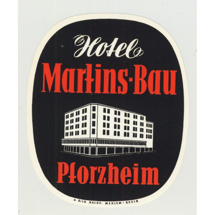 Hotel Martins-Bau - Pforzheim / Germany (Vintage Luggage Label)