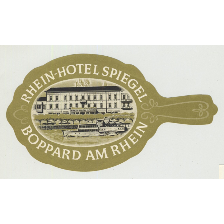 Rhein-Hotel Spiegel - Boppard Am Rhein / Germany (Vintage Luggage Label)