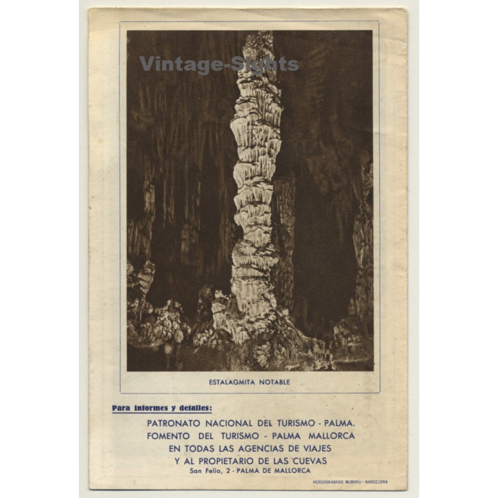 Cuevas De Artá / Mallorca (Vintage Multi Foldout Leaflet ~1950s)