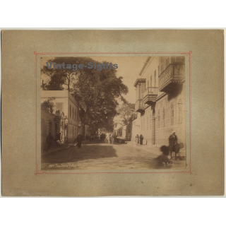 Pascal Sébah (1823-1886): Rue Nubar Pacha - Cairo / Egypt (Large Vintage Photo)