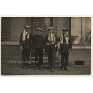 4 Belgian Award Winners / Sport? - Work? Cigarettes (Vintage RPPC ~1920s)