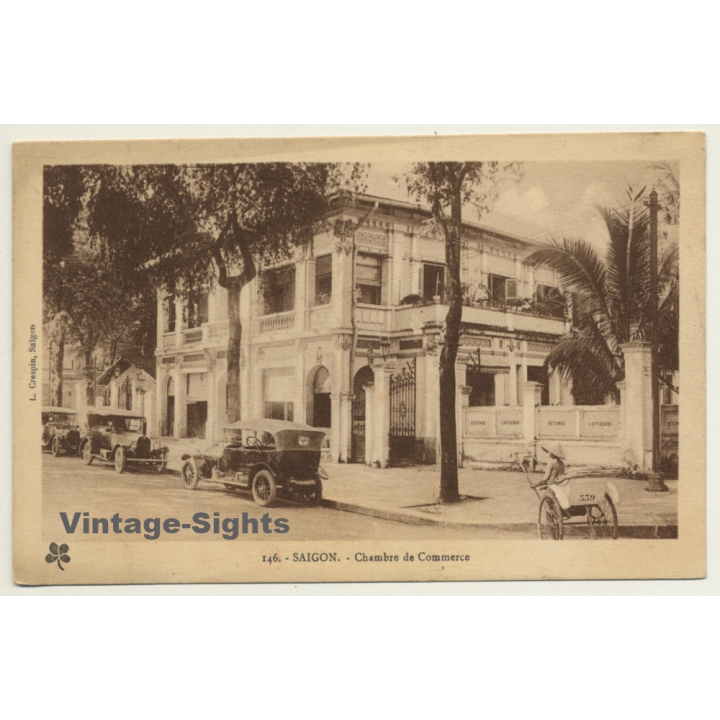 Saigon / Vietnam: Chambre De Commerce / Rickshaw (Vintage PC 1927)