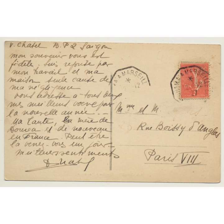 Saigon / Vietnam: Chambre De Commerce / Rickshaw (Vintage PC 1927)