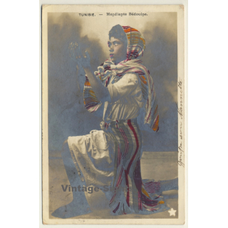Tunisia: Mendiante Bédouine / Female Begger (Vintage RPPC Hand Tinted Ethnic 1904)