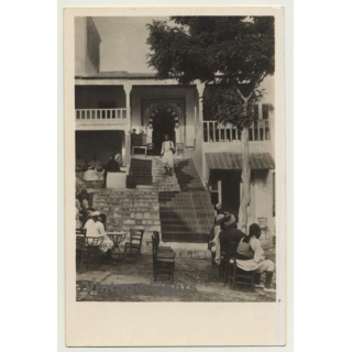 Sidi Bou Said / Tunis: Coffee Shop - Street Scene (Vintage RPPC ~1930s)