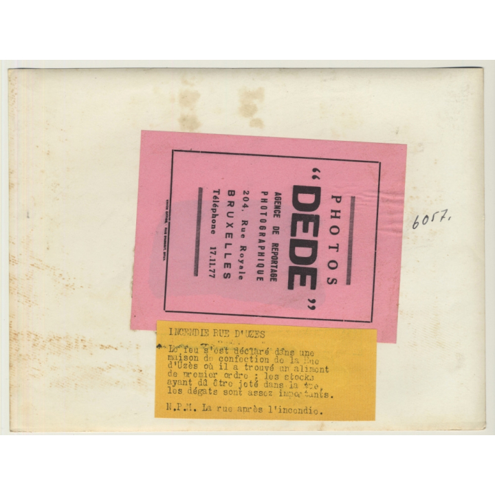 Paris / France: Fire At Rue D'Uzès / Brach & Blum (Vintage Press Photo ~1930s/1940s)