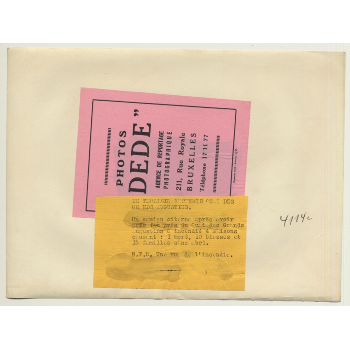 Paris: Big Fire At Quai Des Grands Augustins / Truck - Fire Fighters (Vintage Press Photo ~1930s)