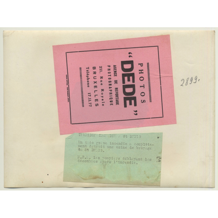 Saint Denis: Terrible Incendie / Usine De Broyage - Pompiers (Vintage Press Photo ~1930s)