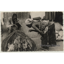 Ivory Coast: Native Woman Buys Chicken On Market (Vintage RPPC Ethnic 1951)