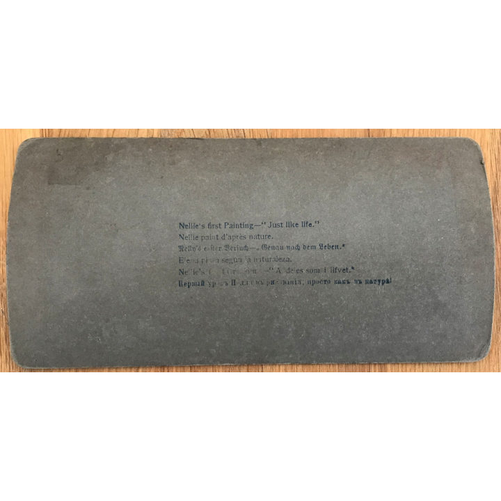 Nellie's First Painting - Just Like Life / Baby Girl (Vintage Stereo Photo 1902)