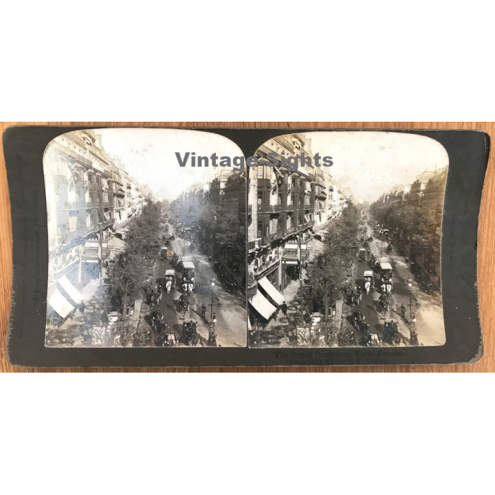 Paris / France: The Grand Boulevard (Vintage Stereo Photo 1900)