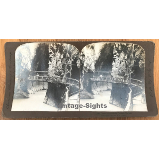 Switzerland: Great Corge Of The Gorner Glacier (Vintage Stereo Photo 1901)