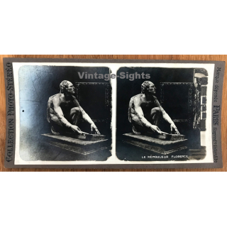 Florence: Le Rémouleur / Statue (Vintage Stereo Photo ~1900/1920)