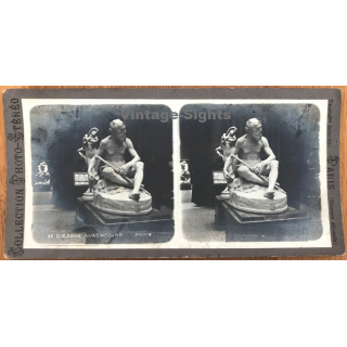 Musée De Luxembourg / Paris: Diogene / Statue (Vintage Stereo Photo ~1900/1920)