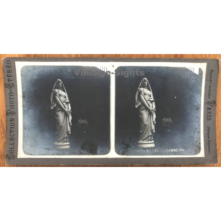 Musée De Luxembourg / Paris: La Vierge Au Lys / Statue (Vintage Stereo Photo ~1900/1920)