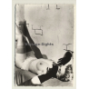 Semi Nude Blonde Rests On Bench / Gloves - Pin-Up (Vintage Photo ~1950s)