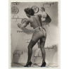 Rear View: Nude Woman With Apron & Gauntlets / Pin-Up (Vintage Photo ~1950s)
