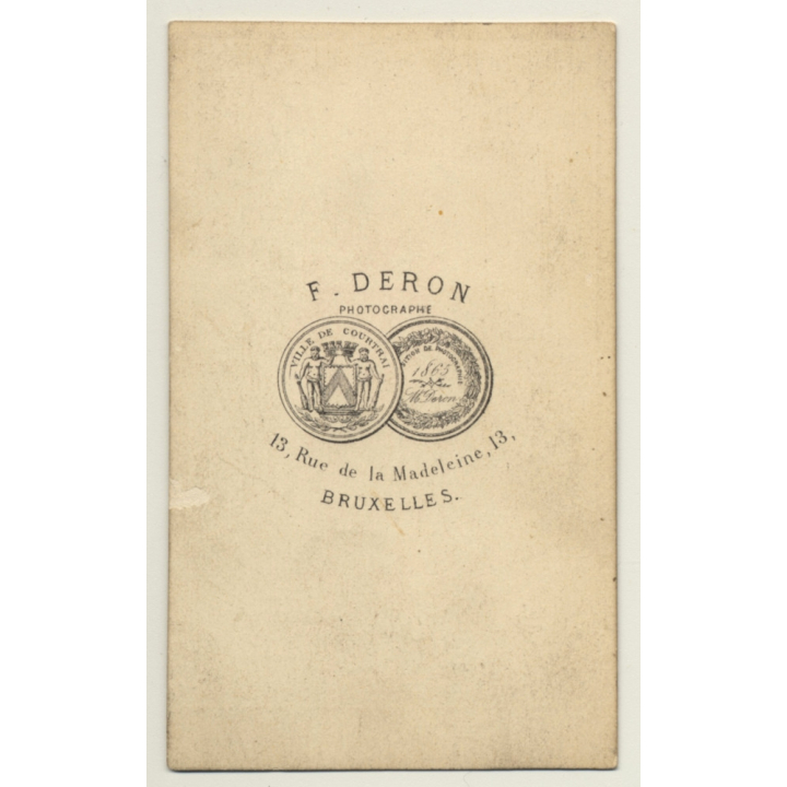 F. Deron / Bruxelles: Uniformed Little Boy With Napoleon's Hat (Vintage Carte De Visite / CDV ~1860s/1870s)