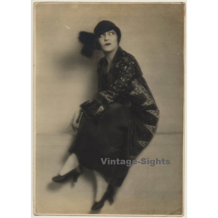 US Actress Gloria Swanson / Fashion - Hat (Vintage Press Photo ~1920s/1930s)