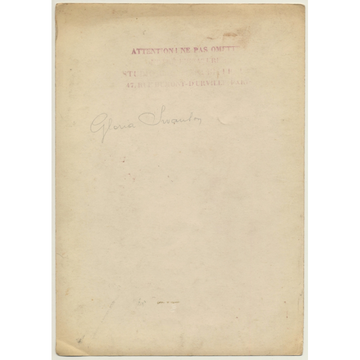 US Actress Gloria Swanson / Fashion - Hat (Vintage Press Photo ~1920s/1930s)