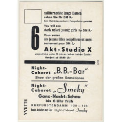 Nude Showgirl Yvette / Pin-Up Akt-Studio X (Vintage PC Berlin 1960s)