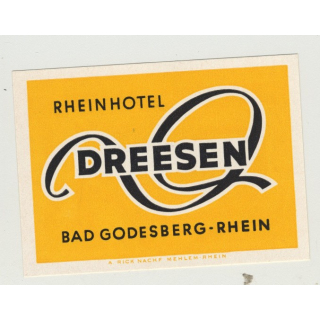Rheinhotel Dreesen - Bad Godesberg / Germany (Vintage Luggage Label)