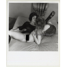 Semi Nude Girlfriends Kissing On Bed / Lesbian INT (Vintage Photo Master B/W ~1970s)