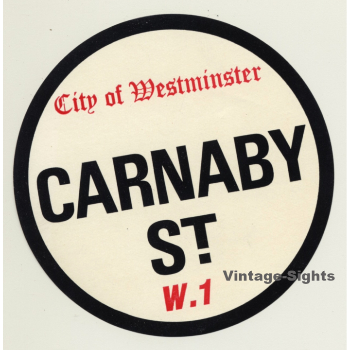 UK: City Of Westminster / Carnaby St. W.1 (Vintage Luggage Label ~ 1960s)