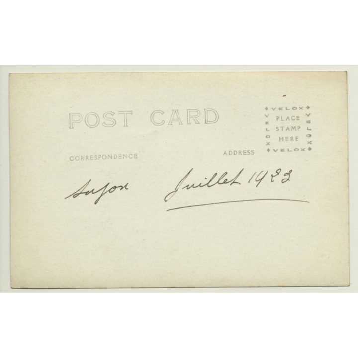 Beautiful Shot Of Young Girl In Garden / Hat (Vintage RPPC 1923)