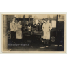 Belgian Workforce In Front Of Metal Lathe (Vintage Photo ~1910s/1920s)