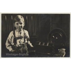 Sweet Boy In Lederhosen / Philips Radio - Bavaria (Vintage RPPC ~1930s/1940s)